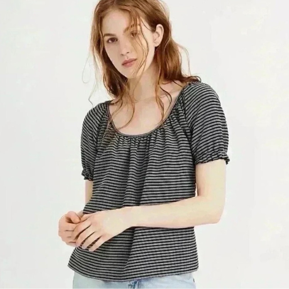 NWOT Madewell Navy and White Striped Top